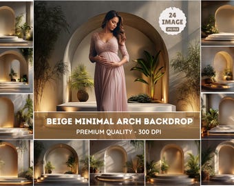 Beige Minimalist Arch Product Photography Backdrop (Digital Download)