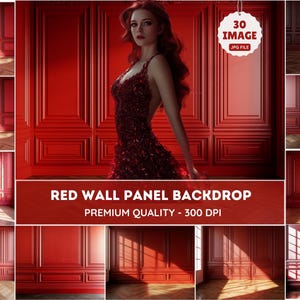 Red  Panel Wall Digital Backdrop Set, Maternity Backdrop Overlays, Studio Backdrop Overlays, Fine Art Textures, Photoshop Overlays