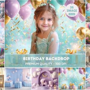 Party Balloon Backdrops, Birthday Party, Cake Smash,Children Photo, Event Photography Digital Background, Photoshop Overlays