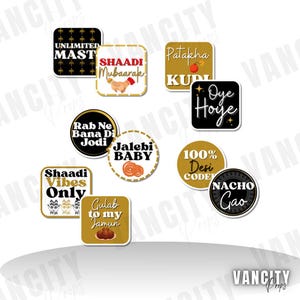 Desi Wedding Photobooth Props: Double Sided PVC | Punjabi | Hindi | Urdu Wedding Set