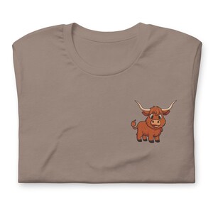 Highland Cow Embroidered Shirt, Farm Animal Embroidery Tee, Country Style Cow Shirt, Cute Cow T-Shirt, Unisex Cow Lover Gift