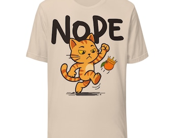 Nope Cat Shirt Funny Meme Tee, Sarcastic Cat Graphic Shirt, Quirky Animal T-Shirt, Satire Parody Tee for Men and Women
