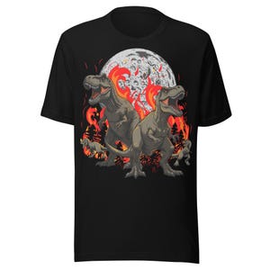 Dinosaur Moon T-Shirt, T-Rex Graphic Tee, Retro Dino Shirt, Jurassic Full Moon Shirt, Sci-Fi Dinosaur Aesthetic Unisex Tee