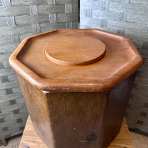 Rare 1970’s Wooden Kitchen Canister with Lid