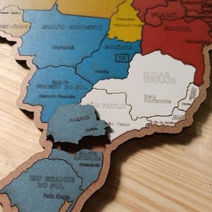 Educational Puzzle Map of Brazil, Brazilian Map Puzzle, Wooden Map Puzzle with States, Capital and Regions, Travel Souvenirs, Geography Love