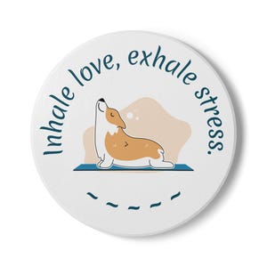 Calming Dog Ceramic Coaster - Inhale Love, Exhale Stress, Cute Home Decor, Pet Gift, Coffee Table Accessory, Mindfulness Decor