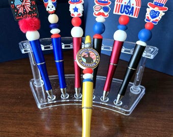 Patriotic Beaded Stylus Pen: 4th of July USA Theme