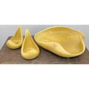 Red Wing Charles Murphy MCM Atomic Console Set Bowl & Candleholders USA Vintage