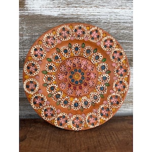 Ceramica Marquez Handcrafted Terracotta Pottery Plate Floral Mandala Patterns
