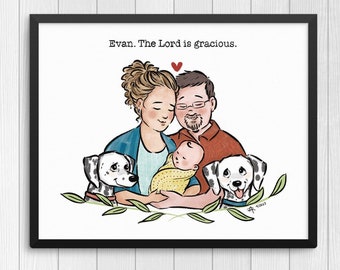 Digital Portrait | Single, Couple, Family, Individual Portraits | Custom Sizes | Family Portrait Illustration | Custom Portrait