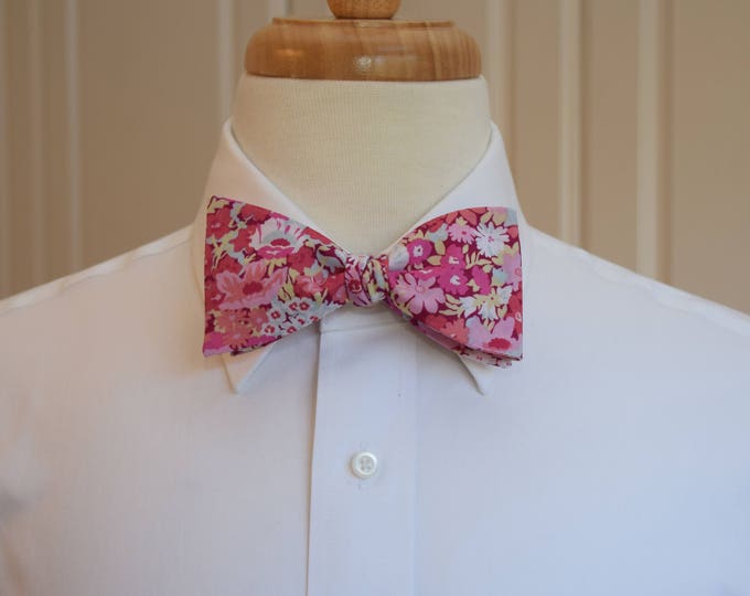 Bow Tie, Liberty of London pink/pale blue floral  bow tie, groom/groomsmen/wedding bow tie, Thorpe print, prom bow tie, tux accessory