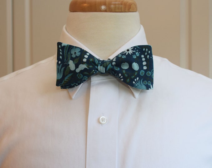 Bow Tie, Rifle Paper Co. Amalfi Freja tea/aqua/green floral bow tie, wedding bow tie, groom/groomsmen bow tie, Kentucky Derby bow tie