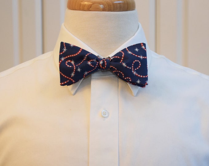 Bow Tie, Liberty of London, Festive Sparkle, blue, red, holiday lights, Christmas bowtie, stars