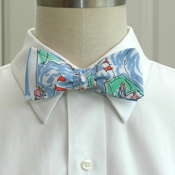 Men's Lilly Bow Tie in blue and white Get Nauti design (self-tie)