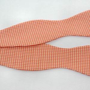 Bow Tie, orange mini gingham bow tie, wedding bow tie, groom bow tie, groomsmen gift, traditional bow tie, orange bow tie, prom bowtie image 4