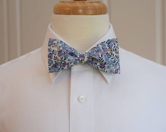 Liberty of London Bow Tie: Blue Lavender Wiltshire Berries, leaves Print