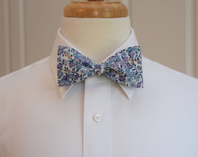 Bow Tie, Liberty of London, blue/lavender Wiltshire berries motif bow tie, groomsmen/groom bow tie, wedding bow tie, tuxedo accessory