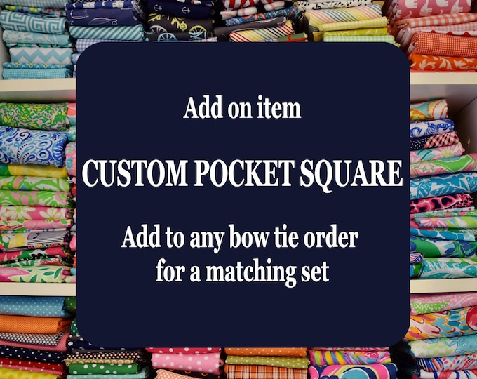 Custom pocket square, matching bow tie & pocket square set, men's gift set, Father's Day gift, groom/groomsmen bow tie/pocket square set