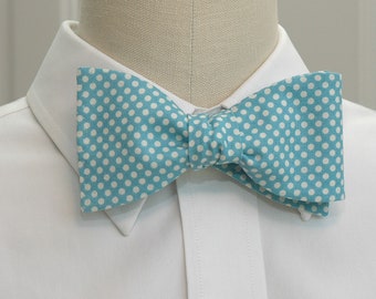 Bow Tie, blue and white polka dots, groom bow tie, Tar Heel lovers bow tie, wedding bow tie, groomsmen gift, Carolina blue bow tie,