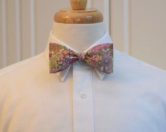 Bow Tie, Liberty of London, pinks/green multi floral Margaret Annie design, groomsmen/groom bow tie, wedding bow tie, tux accessory