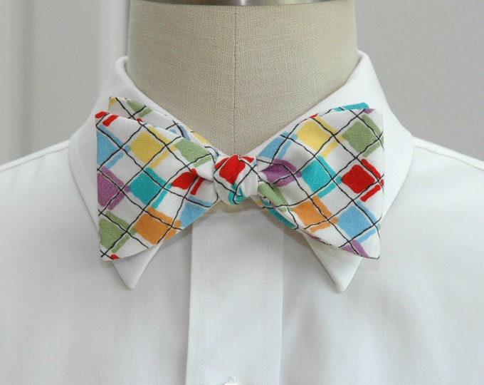 Bow Tie,  argyle multi color print, Scottish bow tie, wedding bow tie, groom bow tie, classic bow tie, groomsmen gift, check bow tie,