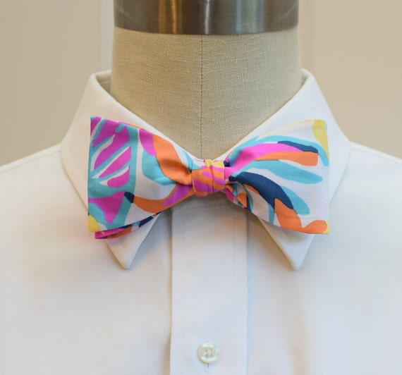 Bow Tie Abstract Multi Color Pink blue orange Bow Tie Wedding