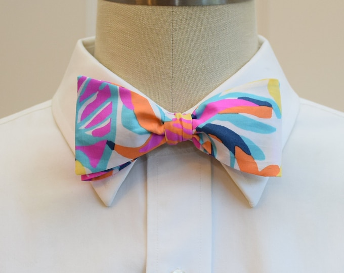 Bow Tie, abstract multi color, pink/blue/orange bow tie, wedding bow tie, groom/groomsmen bow tie, Kentucky Derby tie, prom bow tie