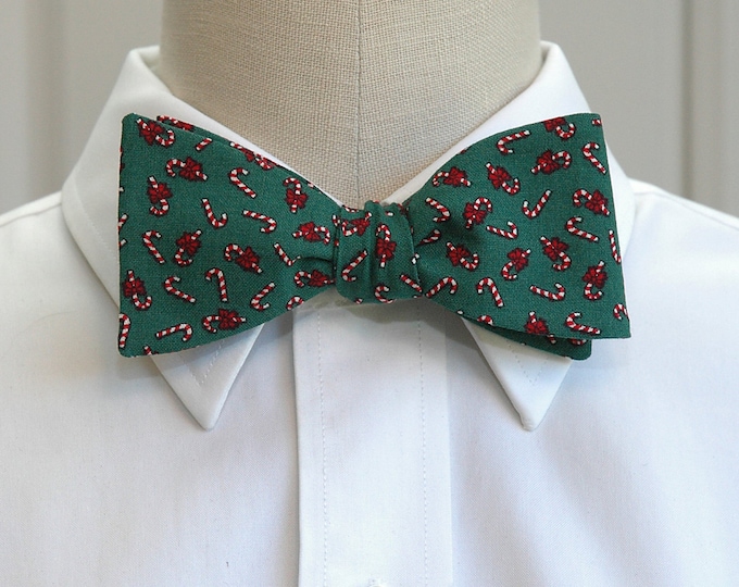 Bow Tie, Christmas green, candy canes, forest green, holiday bowtie