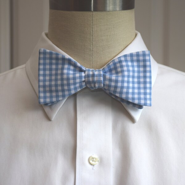 Cruz & Regis Blue Gingham Bow Tie