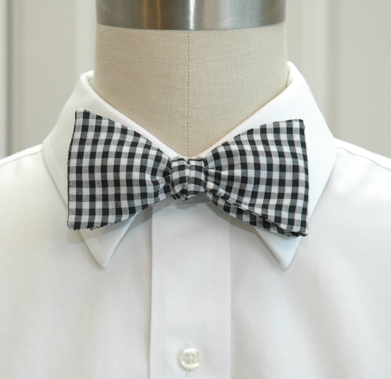 Men's Bow Tie Black and White Gingham Bow Tie Wedding | Etsy