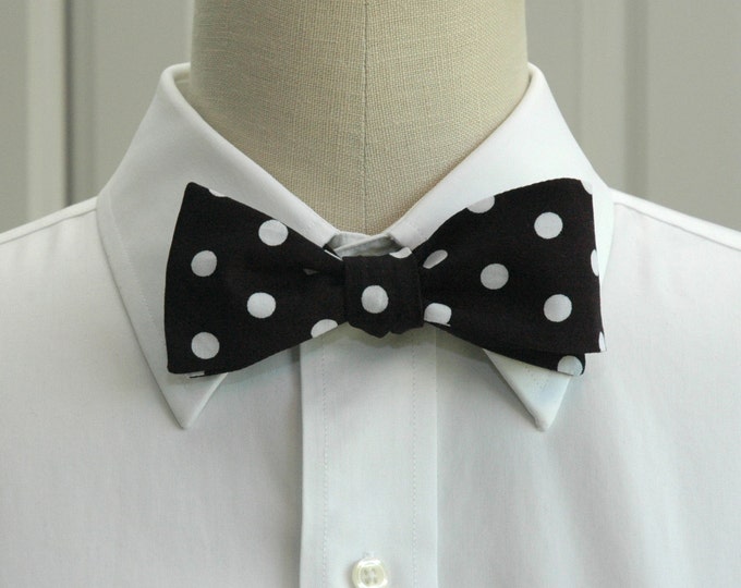 Bow Tie, black and white polka dot bow tie, bold polka dot bow tie, ebony bow tie, wedding party bow tie, tuxedo accessory, prom tie