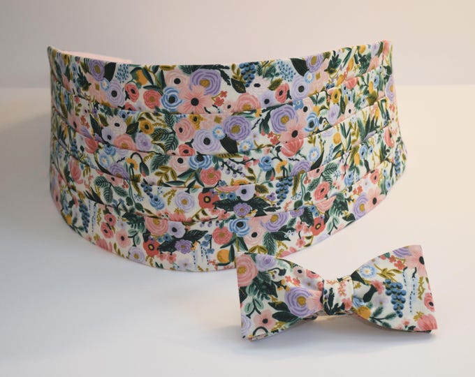 Floral Pastel Cummerbund & Bow Tie Set - Rifle Paper Co. Garden Party