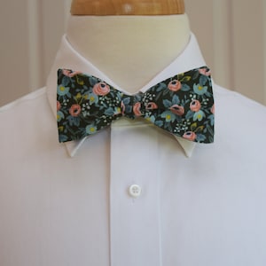 Rifle Paper Co. Floral Bow Tie: Les Fleurs Rosa Hunter, Groom Wedding Bowtie