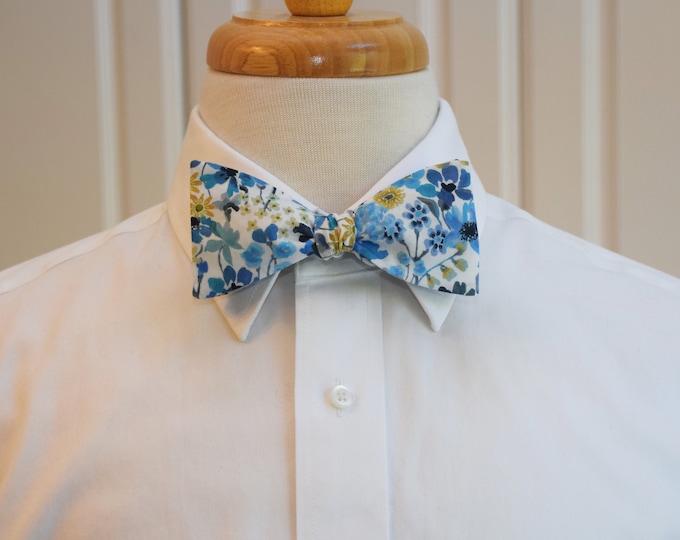 Bow Tie, Liberty of London, shades of blue, floral Dreams of Summer print, groomsmen/groom bow tie, wedding bow tie