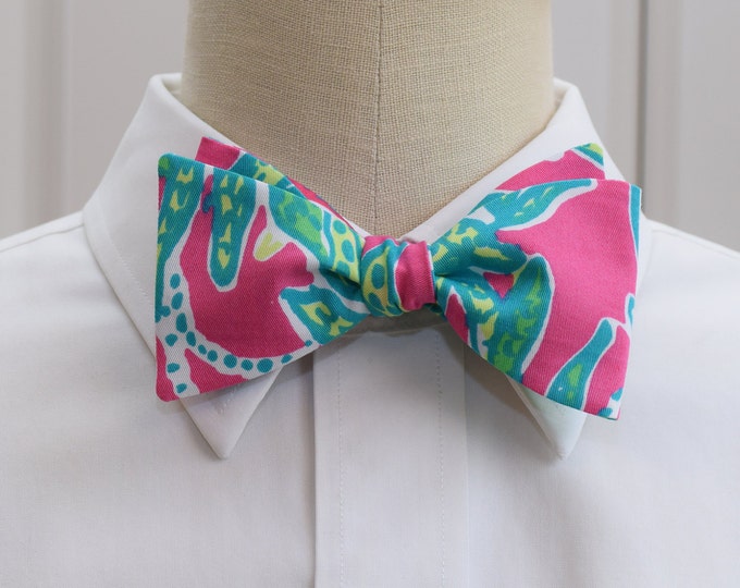 Bow Tie, hot pink, teal  print, wedding, groom, groomsmen, prom/formals, Valentine's Day, abstract, floral, Kentucky Derby, tuxedo