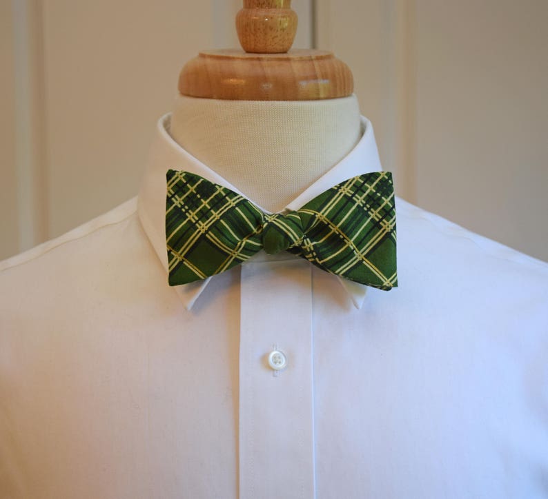 festive redgold plaid bow tie Men/'s Bow Tie men/'s Xmas gift red plaid Christmas bow tie redgold holiday bow tie New Years Eve bow tie