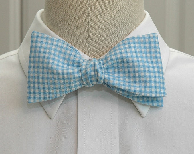 Bow Tie, Carolina blue and white gingham, UNC blue gingham, wedding party bow tie, grooms bow tie, groomsmen bow tie, prom bow tie