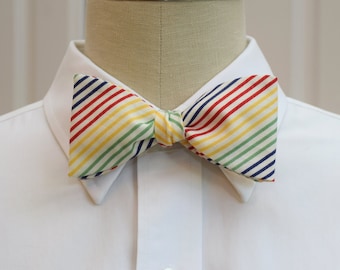 Primary colors Striped Bow Tie: Geometric Cotton Bowtie