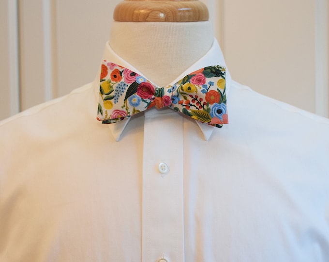 Bow Tie, Rifle Paper Co Wildwood Garden Party multicolor floral bow tie, wedding party bow tie, groom/groomsmen bow tie, tux accessory