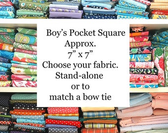 Boy's Pocket Square, Custom Made to order, wedding accessory, Easter accessory, match a bow tie, boy's pocket square set, toddler accessory