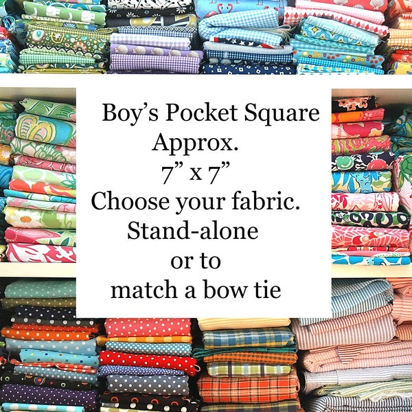 Boy's Pocket Square, Custom Made to order, wedding accessory, Easter accessory, match a bow tie, boy's pocket square set, toddler accessory