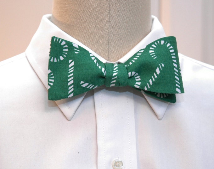 Bow Tie, Christmas green/white candy canes, holiday bowtie
