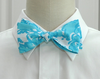 Turquoise/aqua/white Bow Tie: Wedding Groom Groomsmen