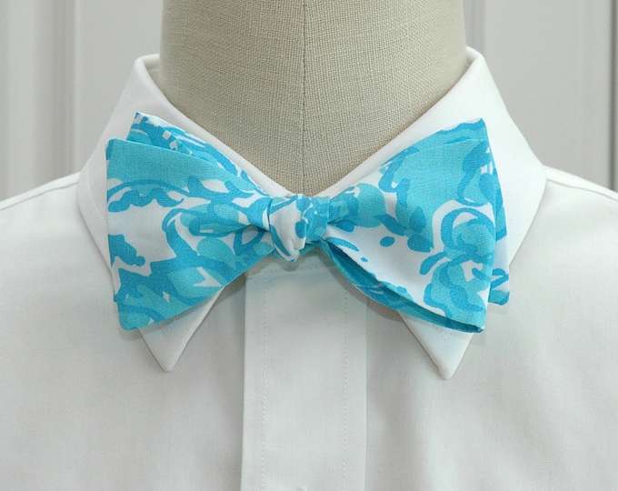 Bow Tie, turquoise/aqua/white, groom/groomsmen bow tie,  wedding bow tie, prom/formals bow tie, tuxedo accessory, blue, abstract