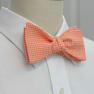 Bow Tie, orange mini gingham bow tie, wedding bow tie, groom bow tie, groomsmen gift, traditional bow tie, orange bow tie, prom bowtie image 3