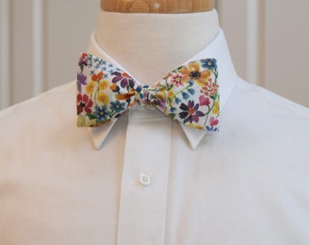 Liberty London Bow Tie: multi color floral Dreams of Summer, Wedding Groomsmen Accessory