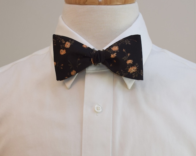 Bow Tie, Liberty of London, black/rose gold, floral Elizabeth print, groomsmen/groom bow tie, wedding bow tie, traditional, classic