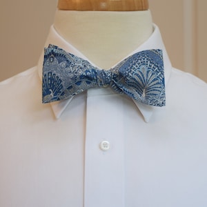 Liberty London Bow Tie: Peacock Parade Blue Print, Tana Lawn Cotton