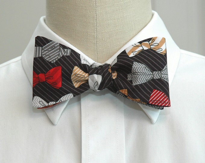 Bow Tie, bow ties & pinstripe design, black, red bow tie, lawyer gift bow tie, business bow tie, boardroom bow tie, tuxedo accessory