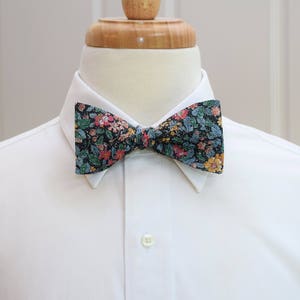 Liberty of London Bow Tie: Black Teal Floral, Prince George Print